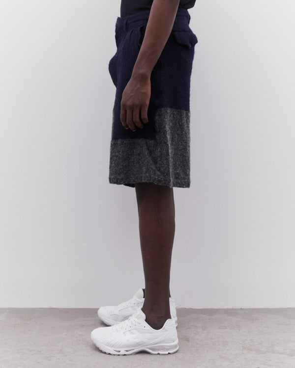 CDG Shirt - Men’s Colour Block Wide Shorts - (Navy/Grey)