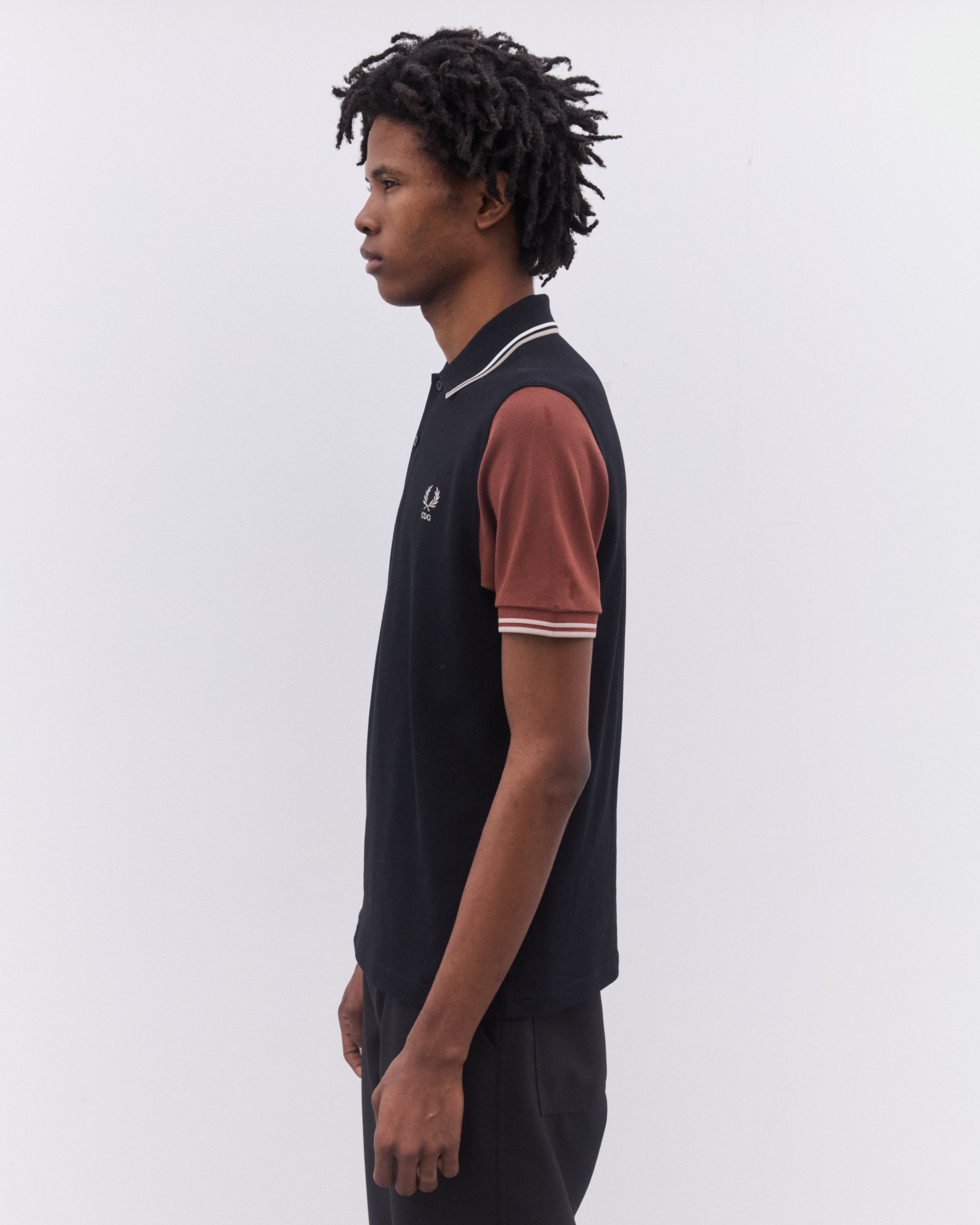 CDG Shirt: Men's Fred Perry Short Sleeve Polo Shirt (Black