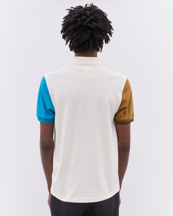 CDG Shirt - Men’s Fred Perry Short Sleeve Polo Shirt - (Ecru/Camel/Cyan)