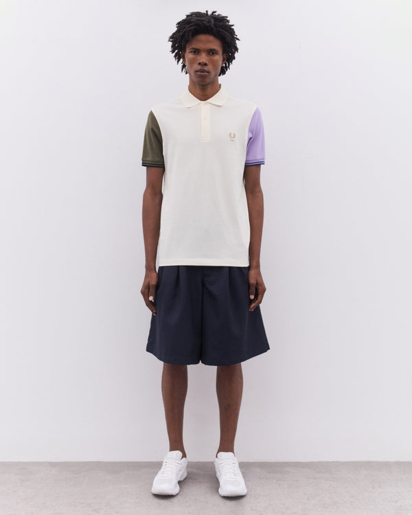CDG Shirt - Men’s Fred Perry Short Sleeve Polo Shirt - (Ecru/Green/Purple)