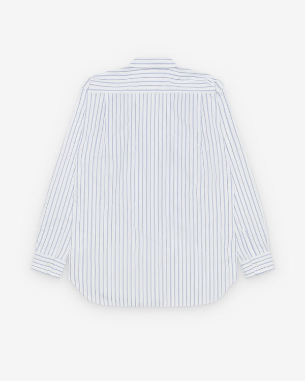 CDG Shirt - Men's Geometric Stripe Shirt - (White/Blue)