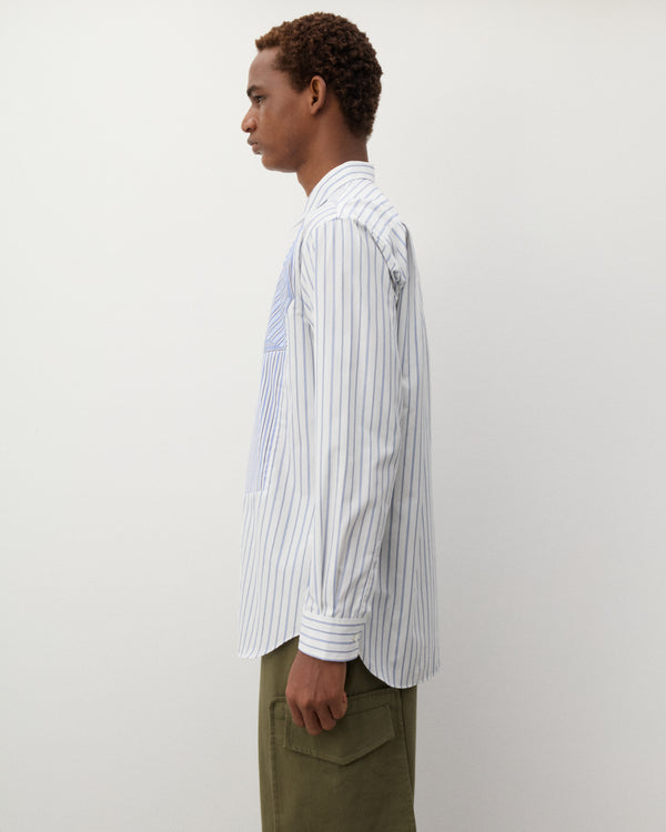 CDG Shirt - Men's Geometric Stripe Shirt - (White/Blue)