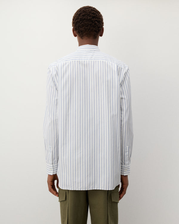 CDG Shirt - Men's Geometric Stripe Shirt - (White/Blue)