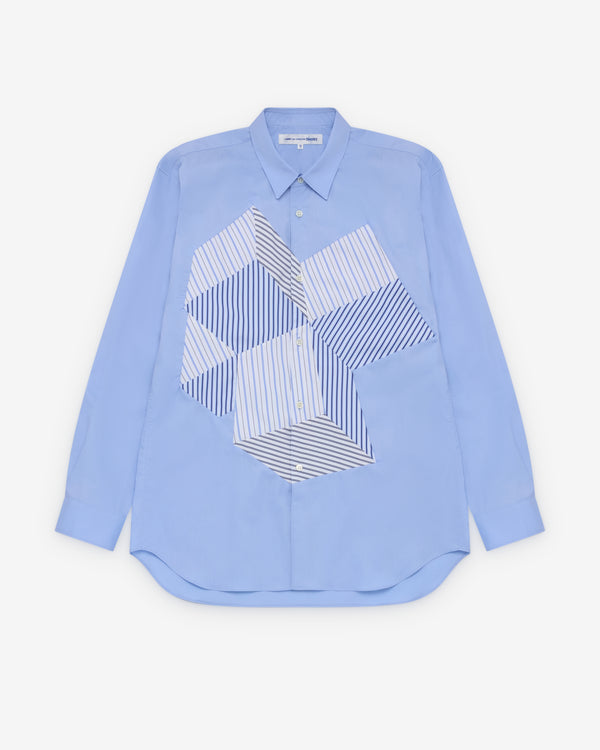 CDG Shirt - Men's Geometric Stripe Pattern Shirt - (Blue)