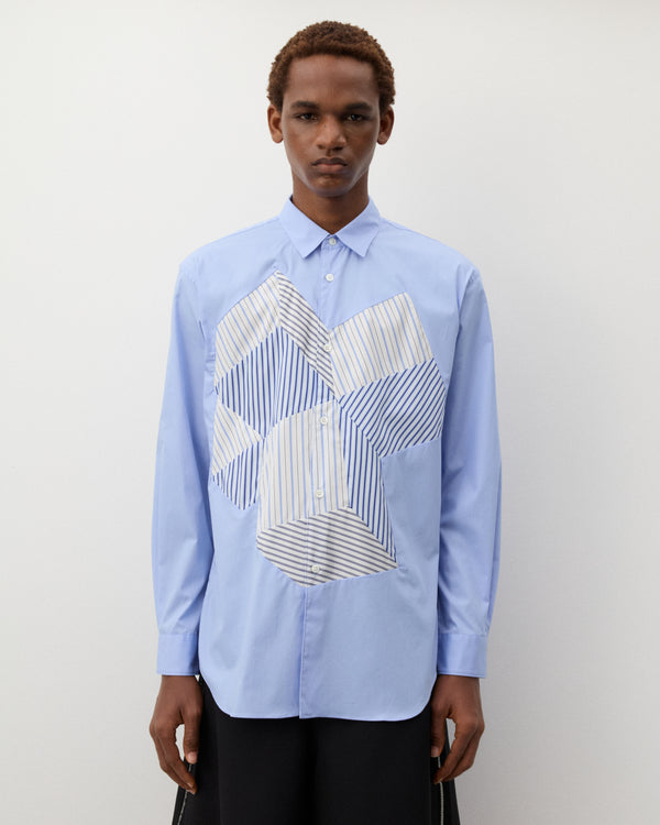 CDG Shirt - Men's Geometric Stripe Pattern Shirt - (Blue)