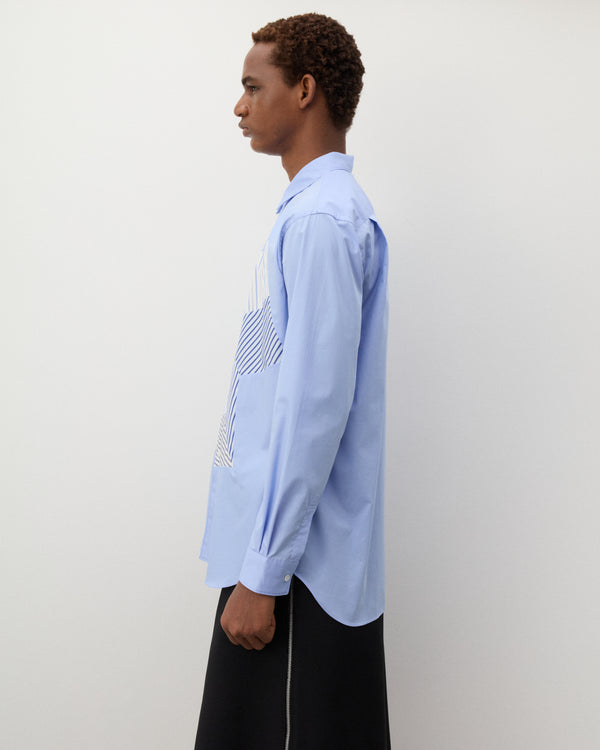 CDG Shirt - Men's Geometric Stripe Pattern Shirt - (Blue)
