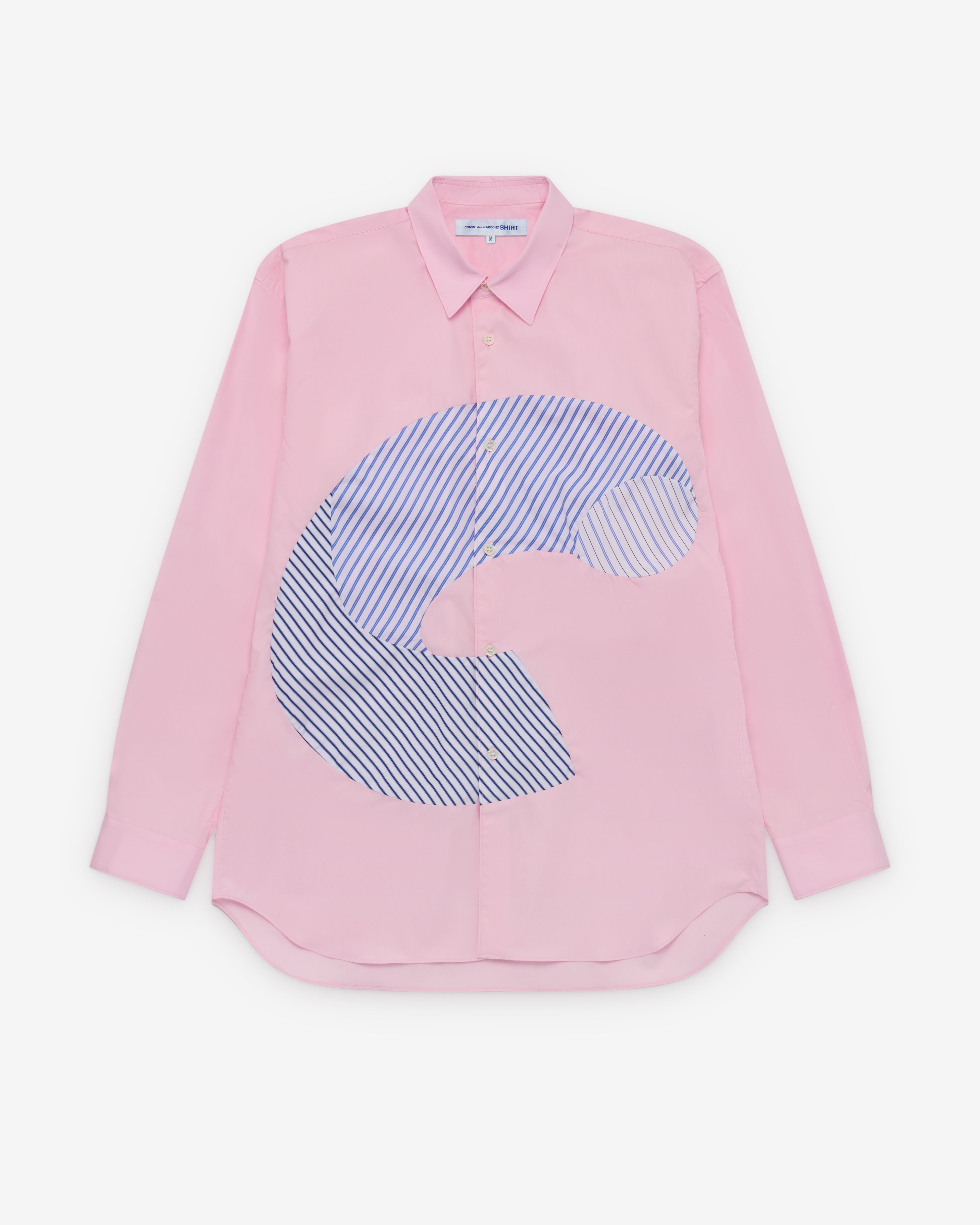CDG Shirt: Men's Geometric Panelled Shirt (Pink) | Dover Street