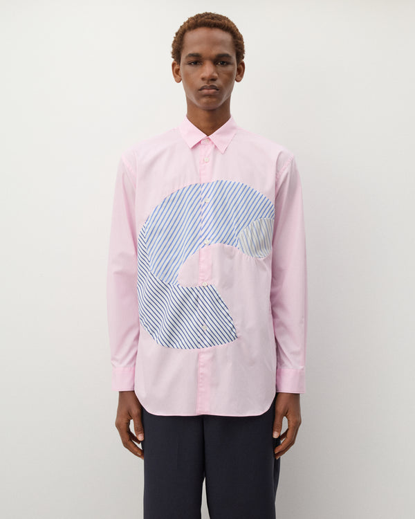 CDG Shirt - Men's Geometric Panelled Shirt - (Pink)
