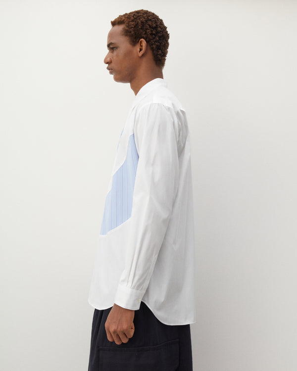 CDG Shirt - Men's Stripe Wave Pattern Shirt - (White/Blue)