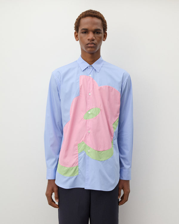 CDG Shirt - Men's Graphic Poplin Shirt - (Blue)
