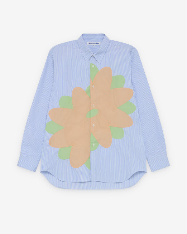 CDG Shirt - Men's Flower Pattern Shirt - (Blue)