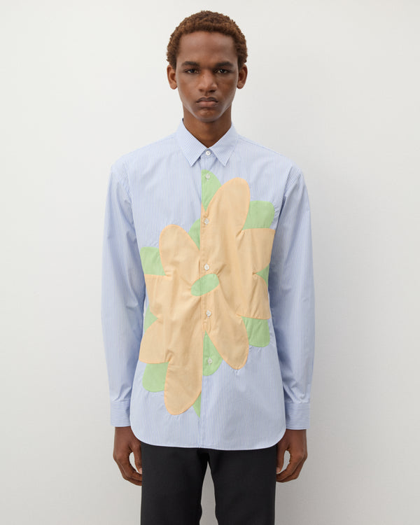 CDG Shirt - Men's Flower Pattern Shirt - (Blue)
