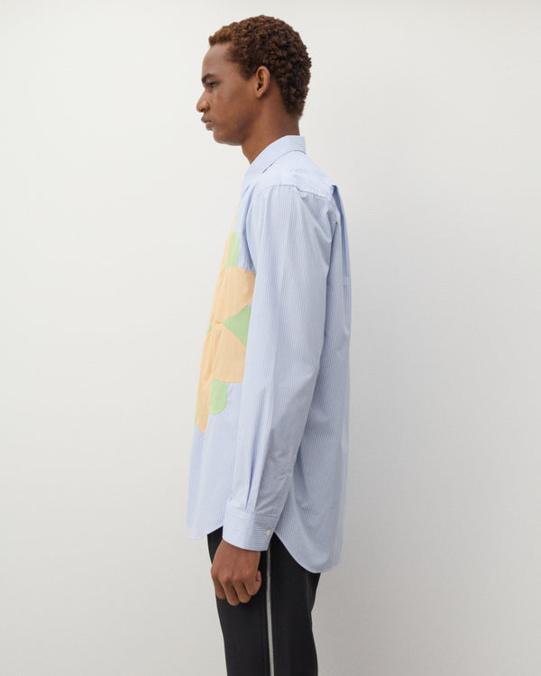 CDG Shirt - Men's Flower Pattern Shirt - (Blue)