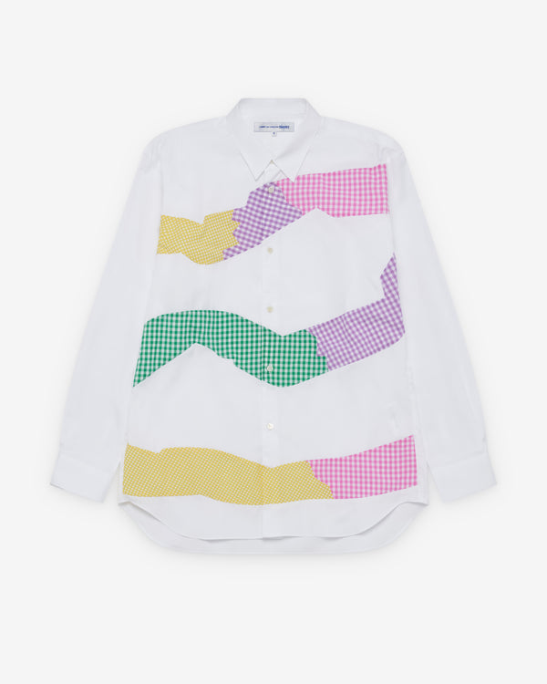 CDG Shirt - Men's Check Panelled Shirt - (White)