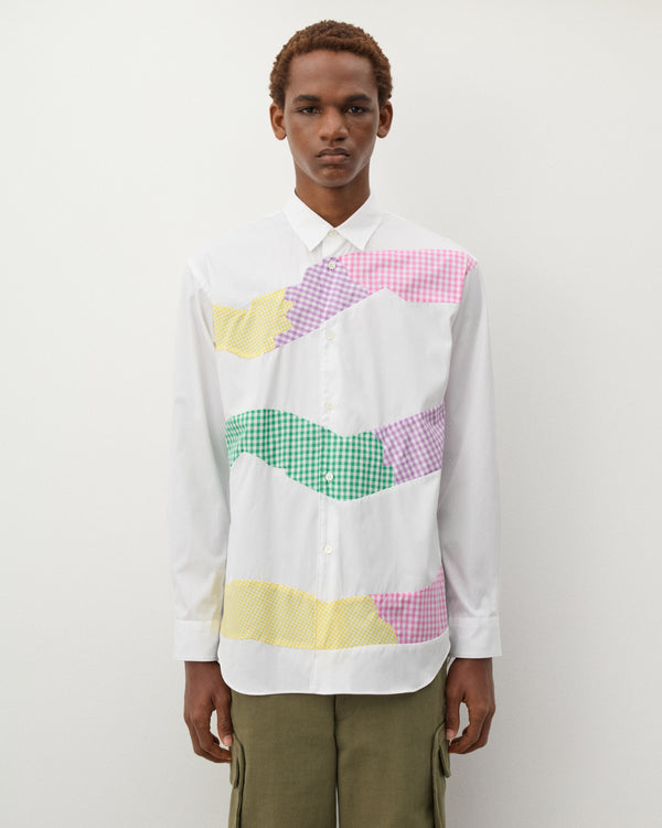 CDG Shirt - Men's Check Panelled Shirt - (White)