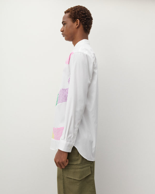 CDG Shirt - Men's Check Panelled Shirt - (White)