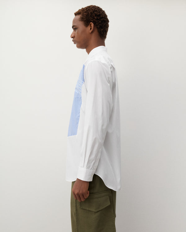 CDG Shirt - Men's Geometric Check Pattern Shirt - (White/Blue)