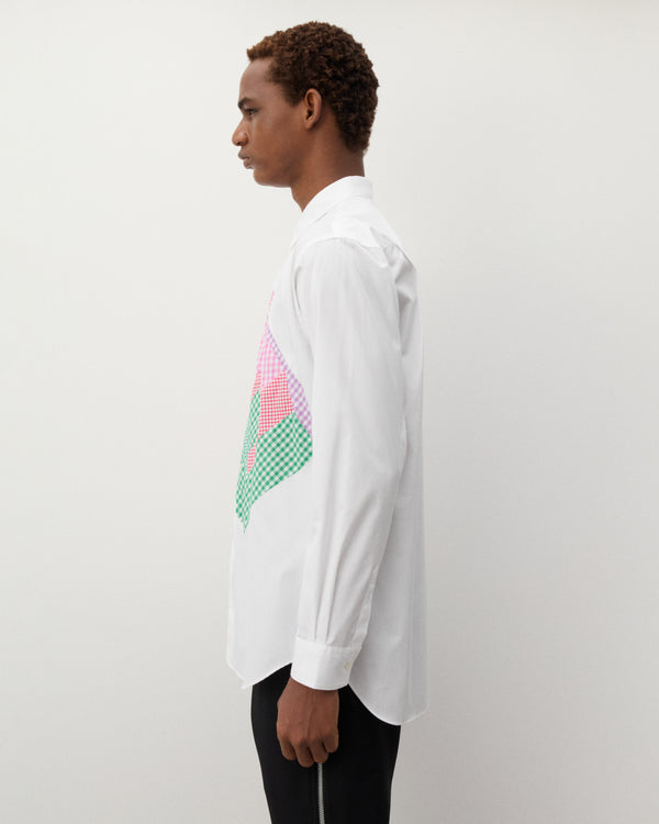 CDG Shirt - Men's Geometric Check Pattern Shirt - (White)