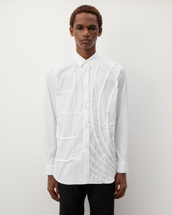 CDG Shirt - Men's Geometric Cut-out Shirt - (White)