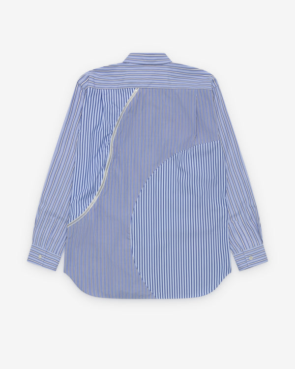 CDG Shirt - Men's Panelled Stripe Shirt - (Blue Stripe)