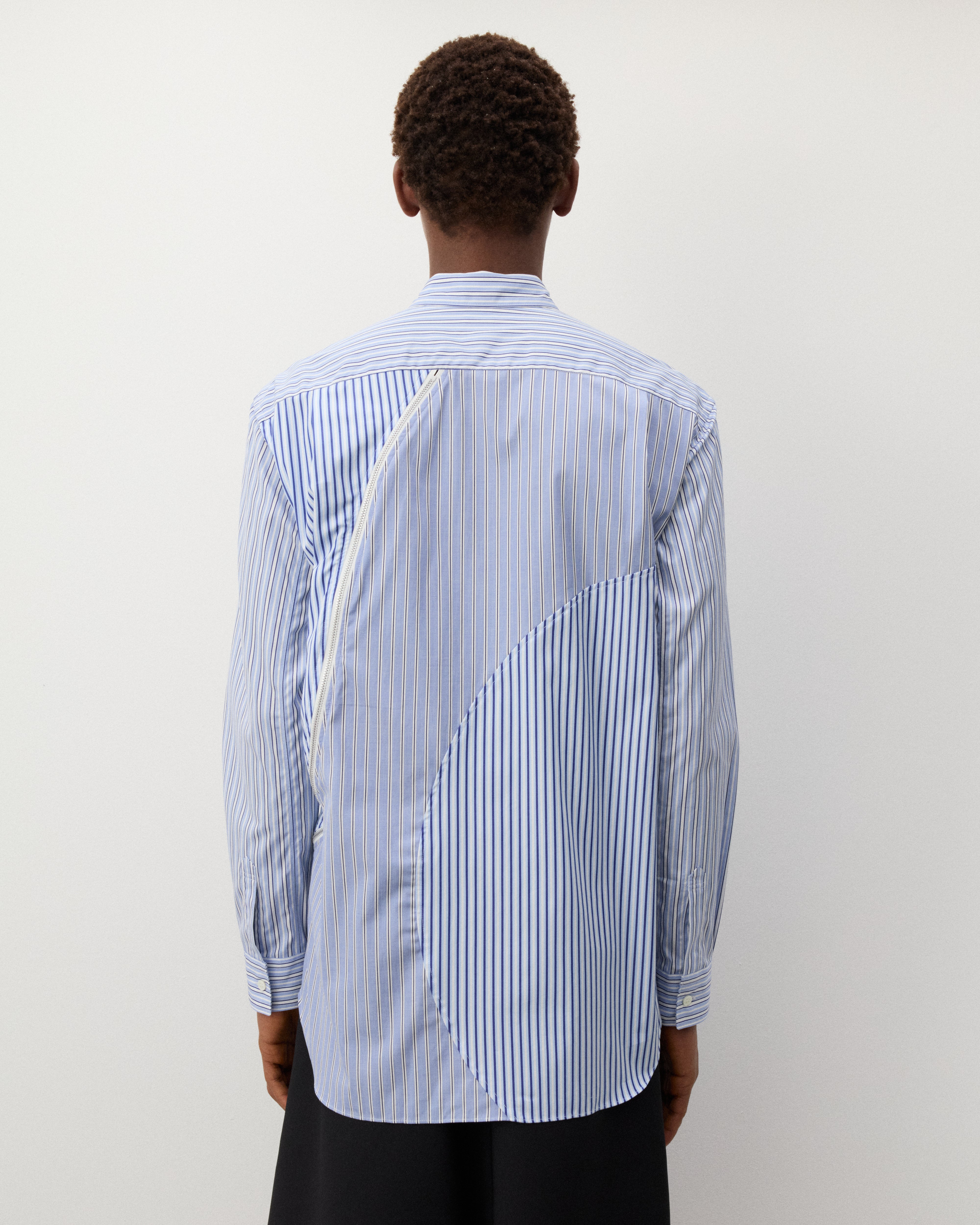 CDG Shirt: Men's Panelled Stripe Shirt (Blue Stripe) | Dover