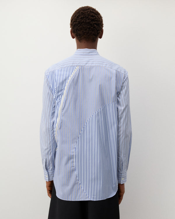 CDG Shirt - Men's Panelled Stripe Shirt - (Blue Stripe)