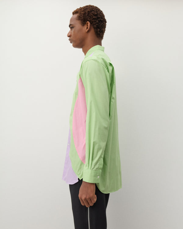 CDG Shirt - Men's Zip Panelled Shirt - (Green/Purple/Pink)