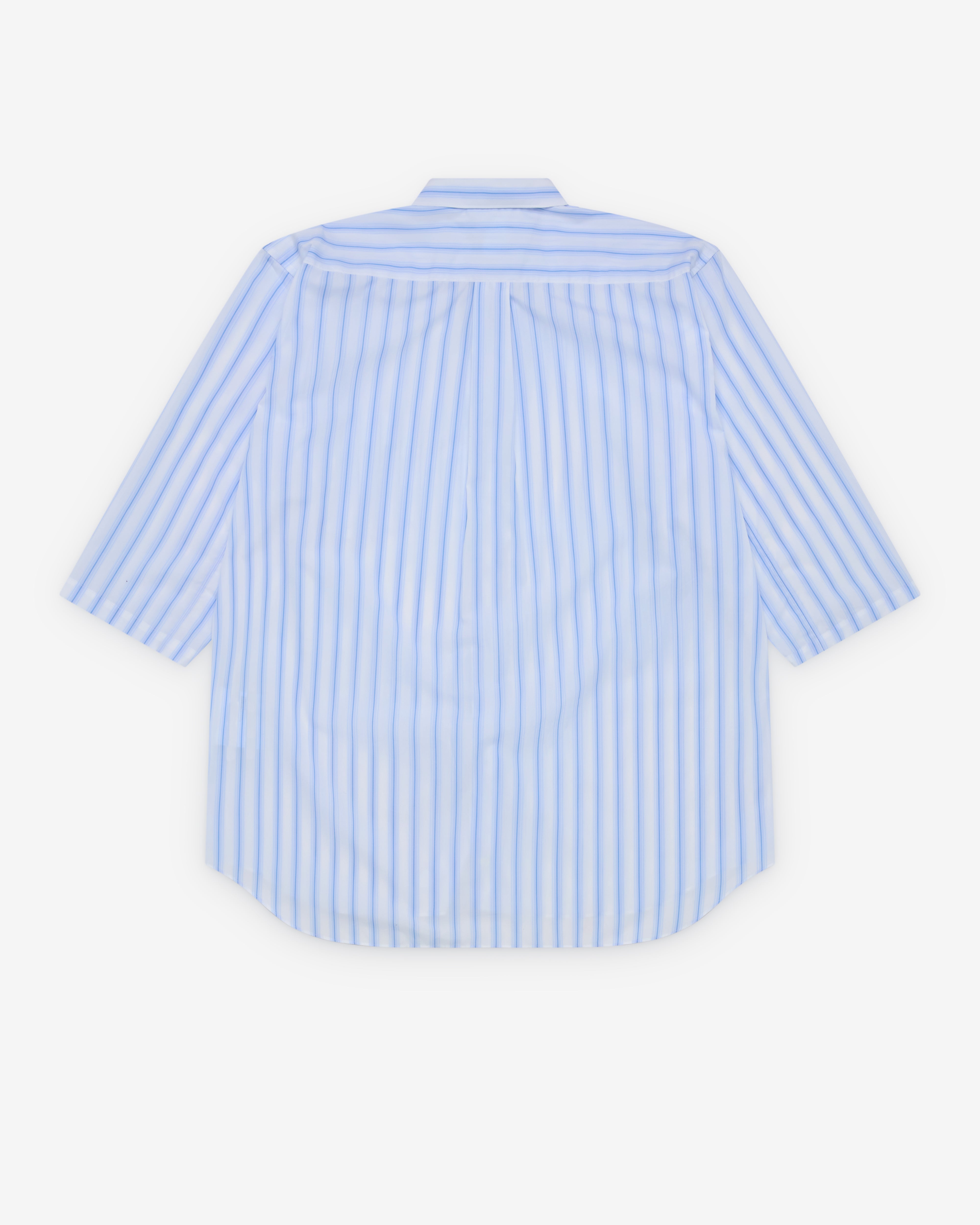 CDG Shirt: Men's Short Sleeve Striped Shirt (Blue Stripe) | Dover