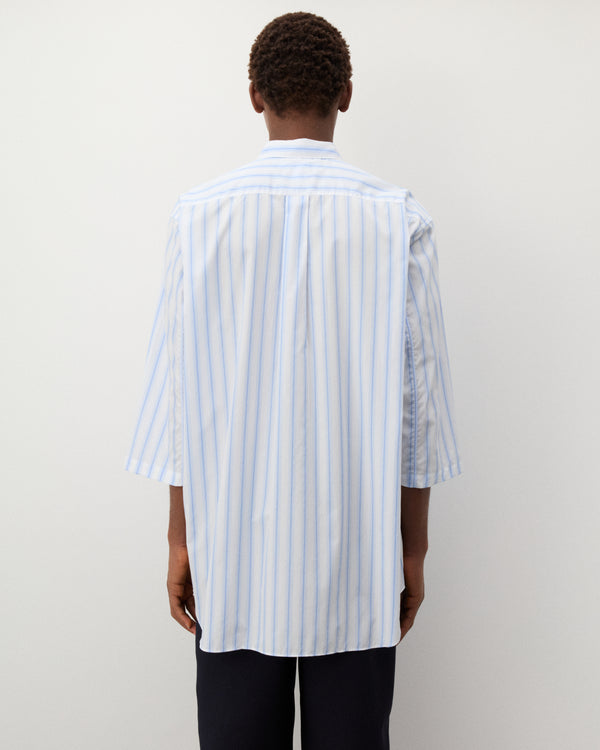 CDG Shirt - Men's Short Sleeve Striped Shirt - (Blue Stripe)