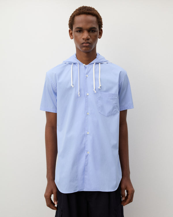 CDG Shirt - Men's Hooded Short Sleeve Shirt - (Blue)