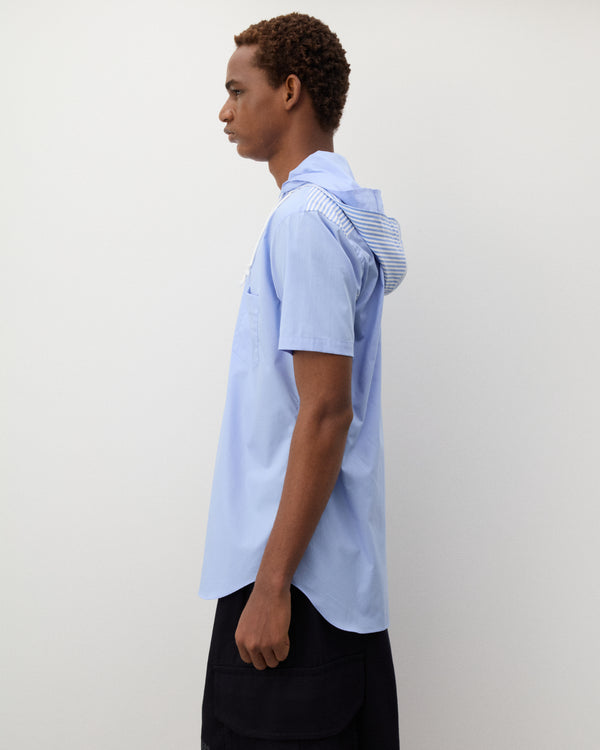 CDG Shirt - Men's Hooded Short Sleeve Shirt - (Blue)