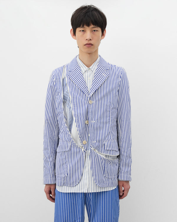 CDG Shirt - Men's Striped Zip Blazer - (White/Navy)