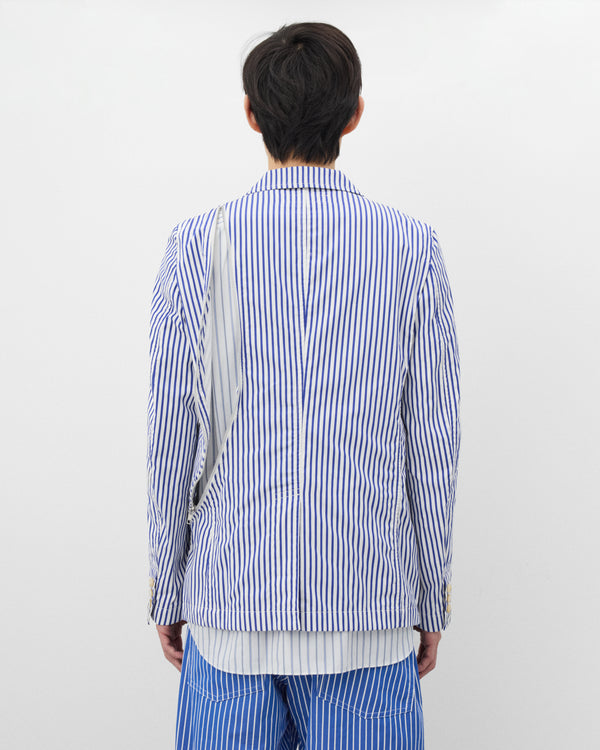 CDG Shirt - Men's Striped Zip Blazer - (White/Navy)