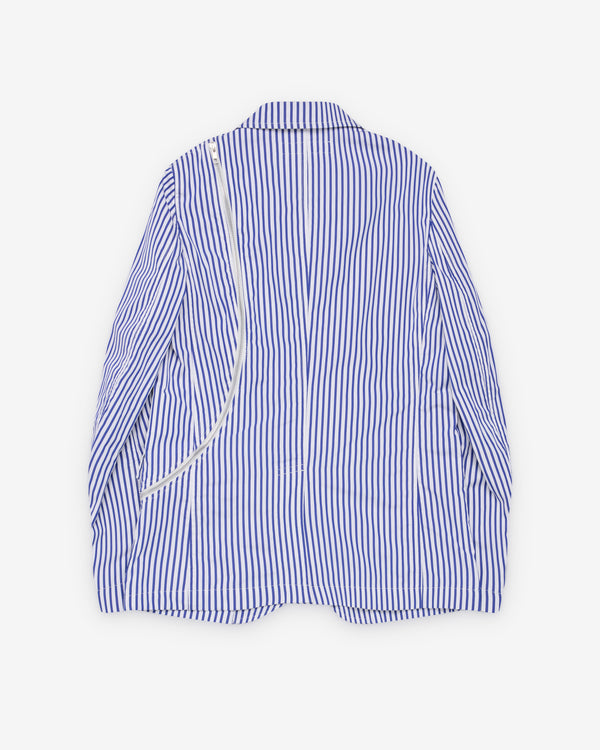 CDG Shirt - Men's Striped Zip Blazer - (White/Navy)