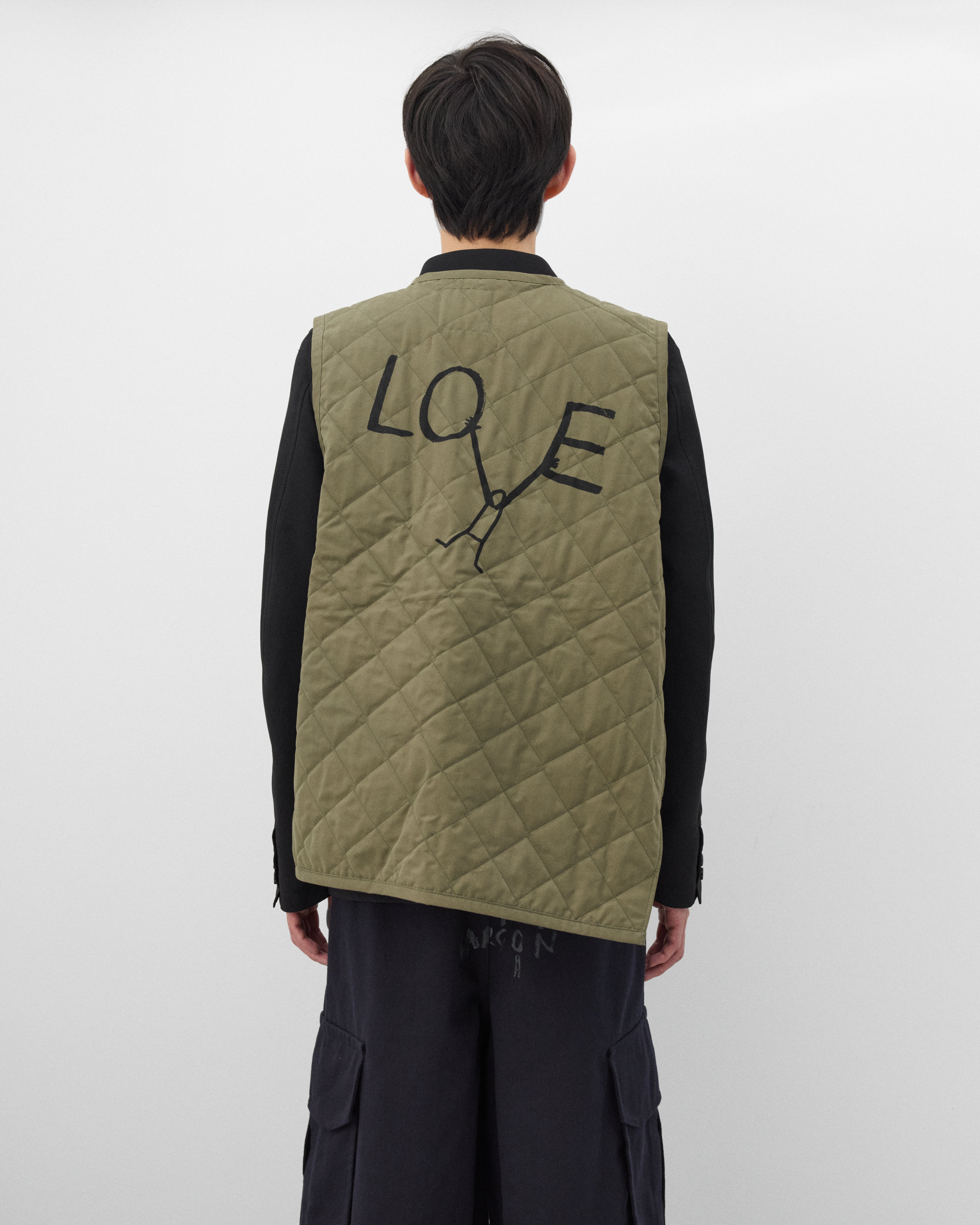 CDG Shirt: Men's Lavenham Bias Quilted Vest (Olive) | Dover Street
