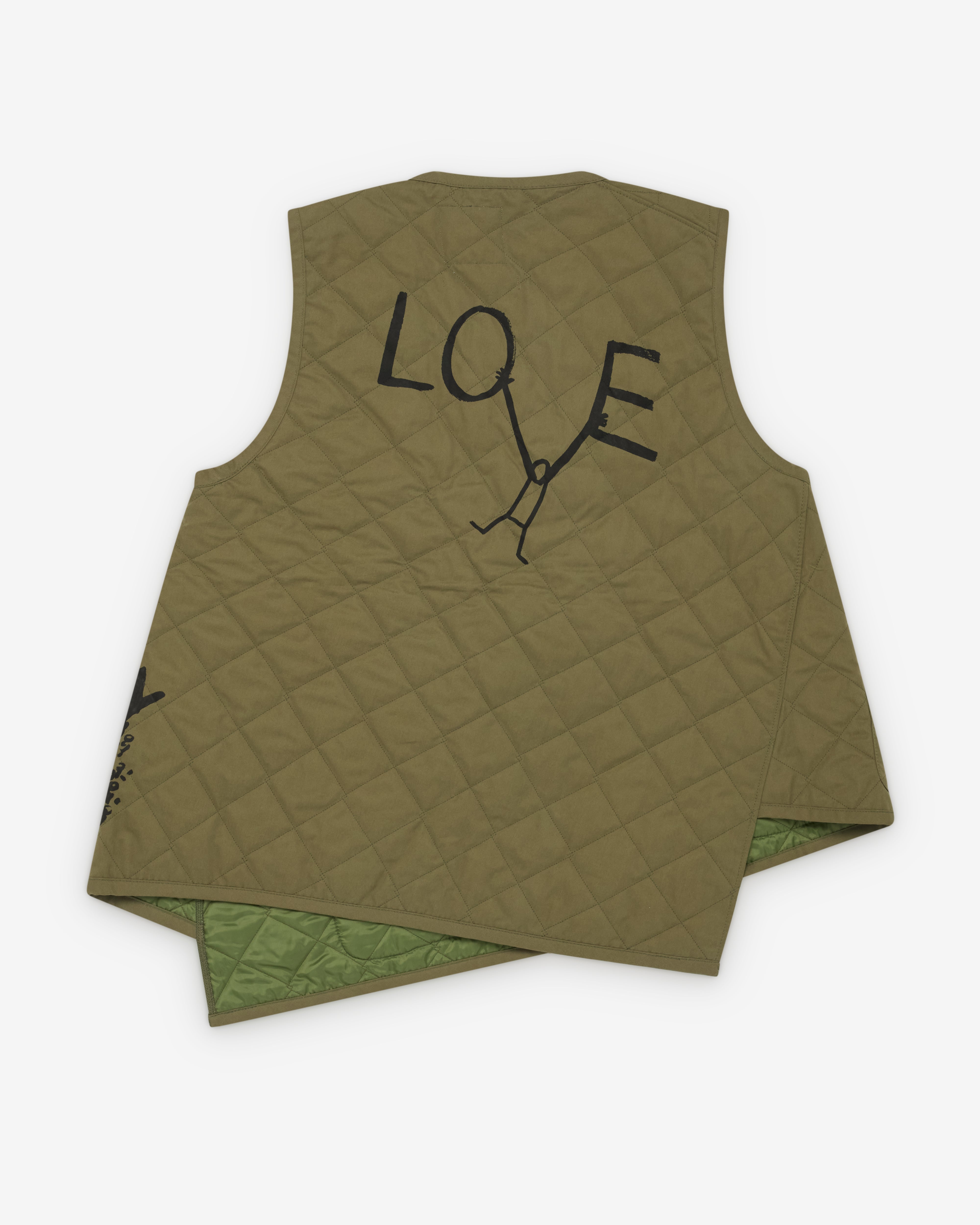 CDG Shirt: Men's Lavenham Bias Quilted Vest (Olive) | Dover Street
