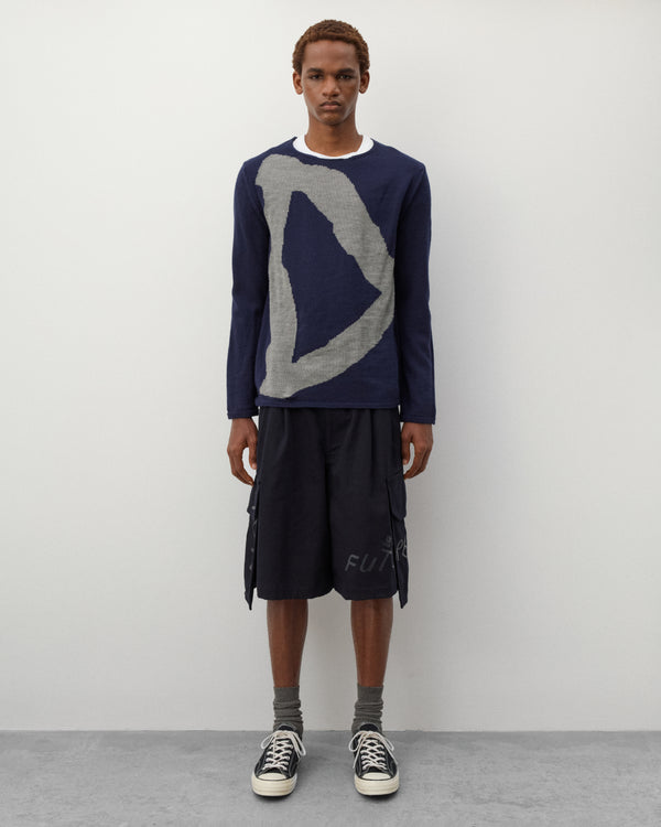 CDG Shirt - Men's Intarsia Pattern Knit - (Navy)