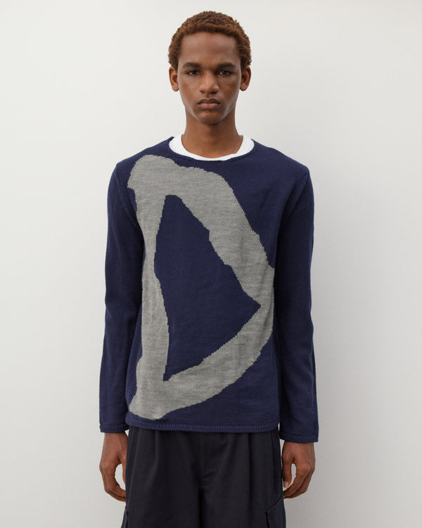 CDG Shirt - Men's Intarsia Pattern Knit - (Navy)