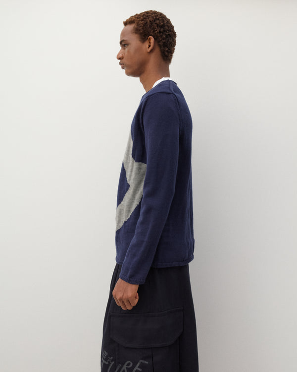 CDG Shirt - Men's Intarsia Pattern Knit - (Navy)