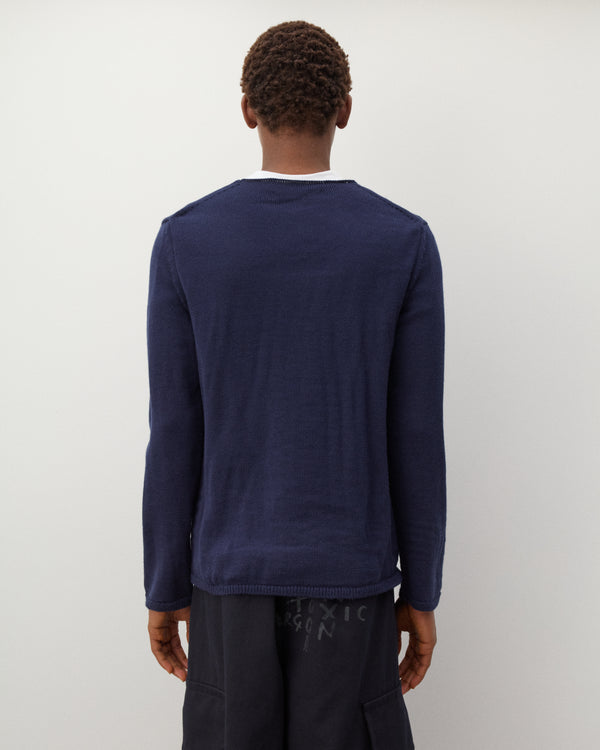 CDG Shirt - Men's Intarsia Pattern Knit - (Navy)