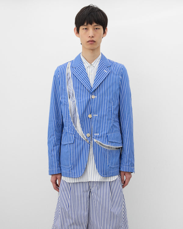CDG Shirt - Men's Striped Zip Blazer - (Blue/White)