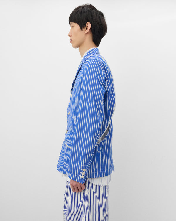CDG Shirt - Men's Striped Zip Blazer - (Blue/White)