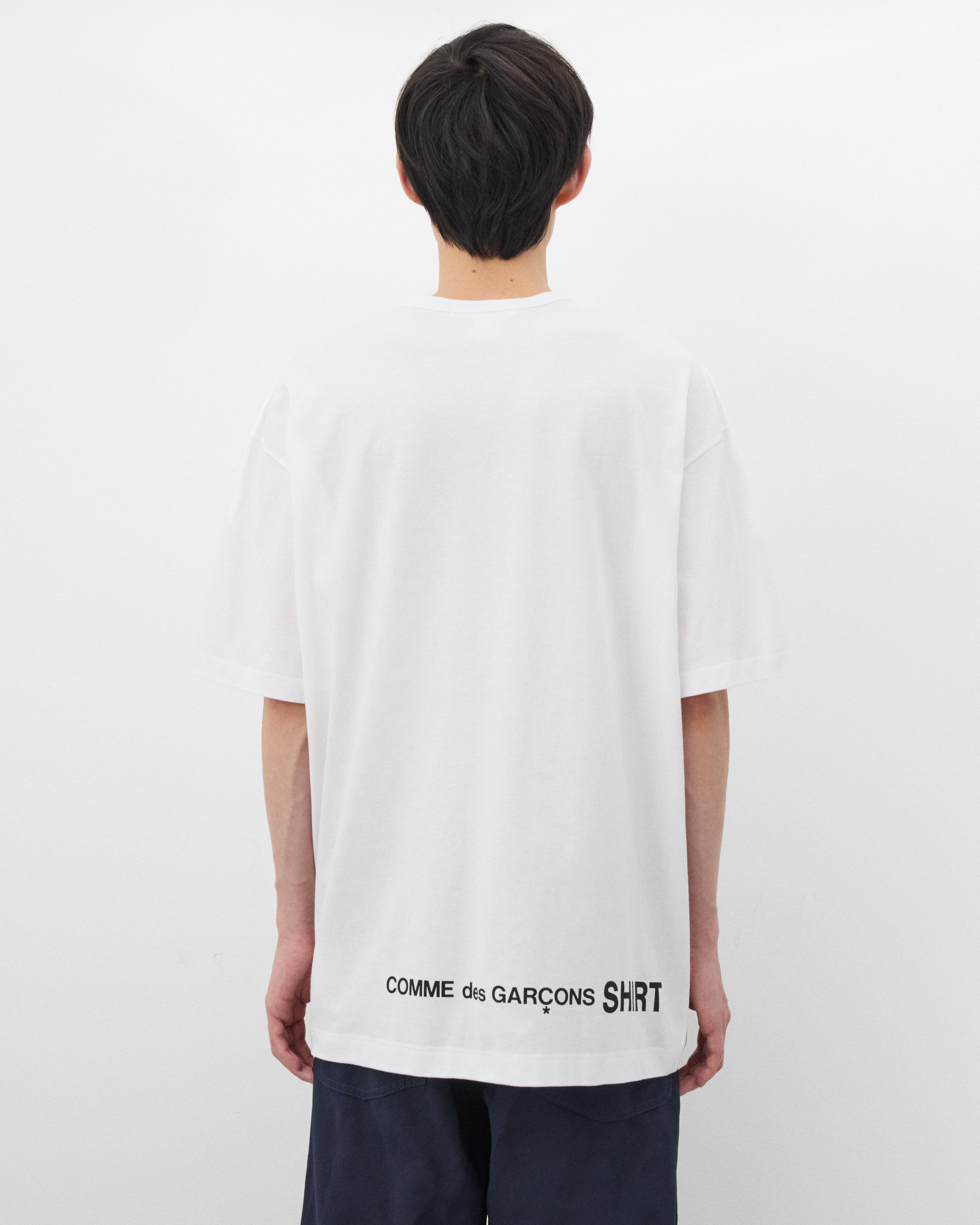 CDG Shirt: Men's Back Logo T-Shirt Knit (White) | Dover Street