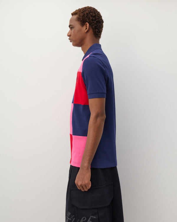 CDG Shirt - Men's Fred Perry Short Sleeve Polo - (Navy/Red/Pink)