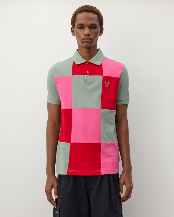 CDG Shirt - Men's Fred Perry Short Sleeve Polo - (Green/Pink/Red)