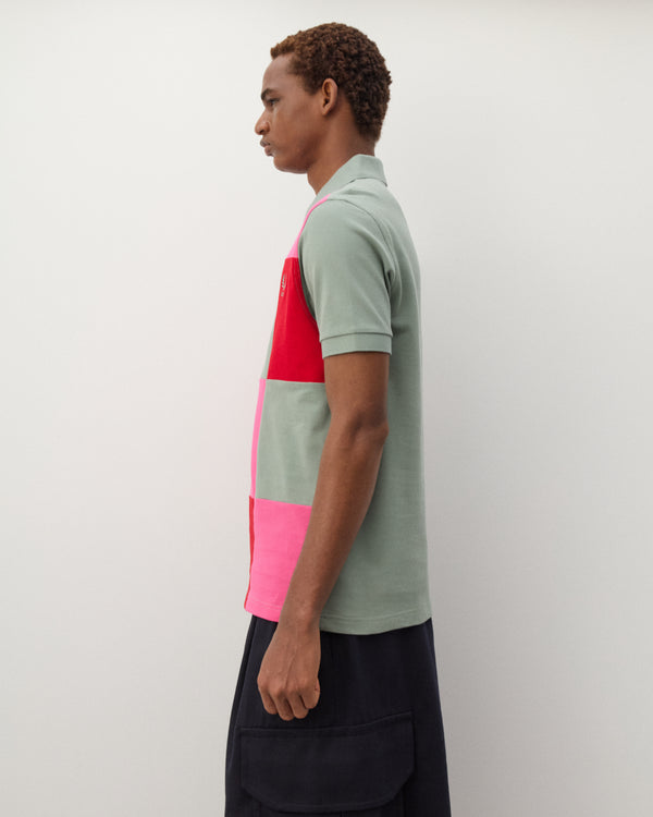 CDG Shirt - Men's Fred Perry Short Sleeve Polo - (Green/Pink/Red)