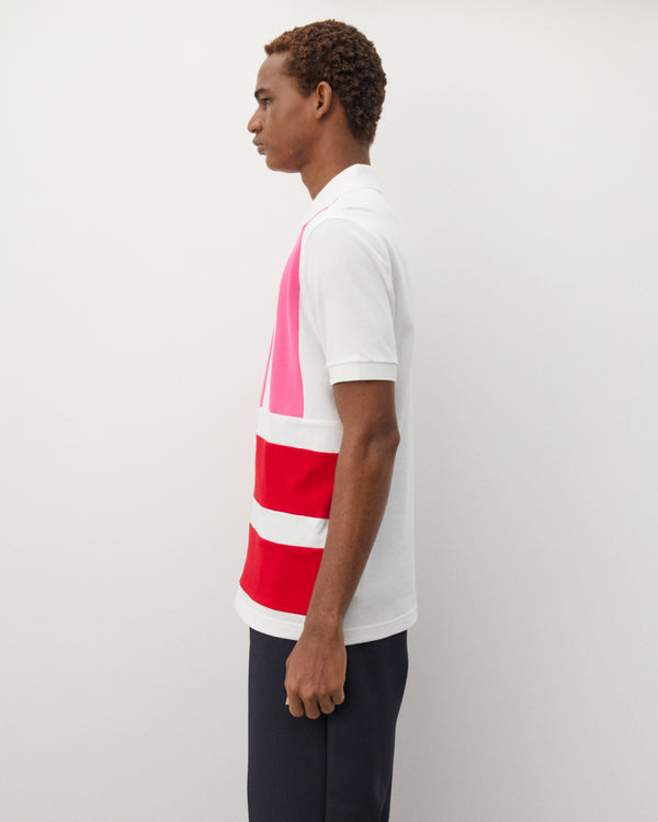 CDG Shirt - Men's Fred Perry Short Sleeve Polo - (White/Pink/Red)
