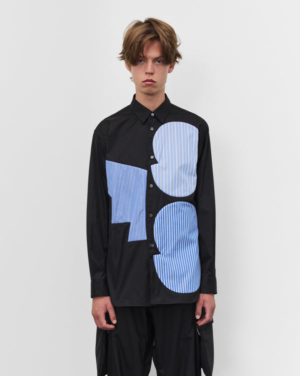 CDG Shirt - Men's Stripe Graphic Shirt - (Black/Blue Stripe)