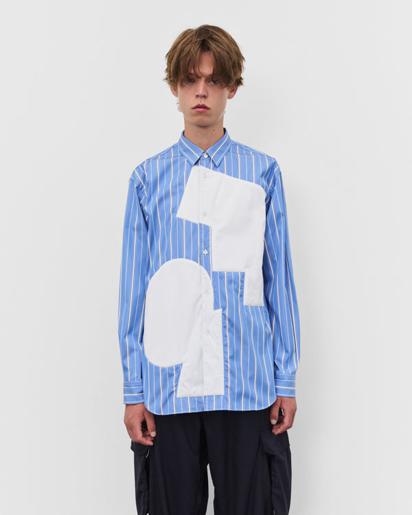 CDG Shirt - Men's Graphic Panel Shirt - (Stripe/White)