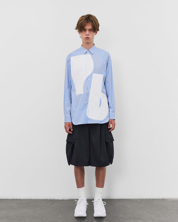 CDG Shirt - Men's Graphic Panel Shirt - (Blue Stripe/White)